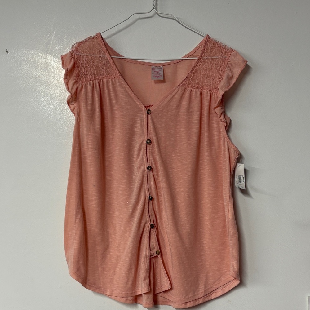 No Boundaries Peach Button-Down Top Size 3XL